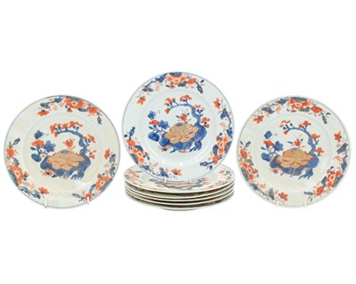 Lot 449 - A set of eight Chinese export Imari pattern plates.