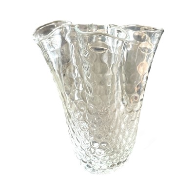Lot 108 - A Linda Barker frilled glass vase, 36cm tall.