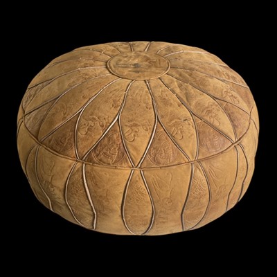 Lot 109 - A vintage Egyptian leather pouffe, 58cm in...