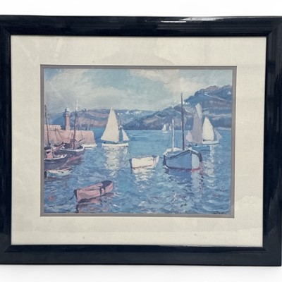 Lot 118 - A print of sailing boats by J.A.Park, 60x52cm,...