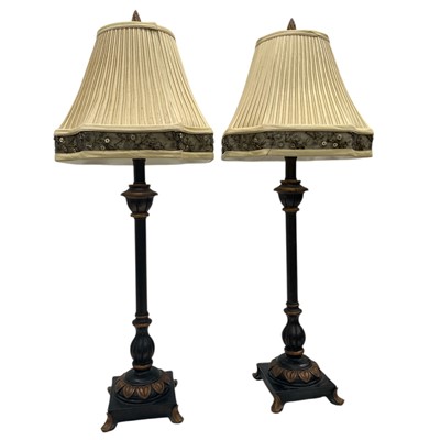 Lot 120 - Two resin base table lamps with shades. 80cm...