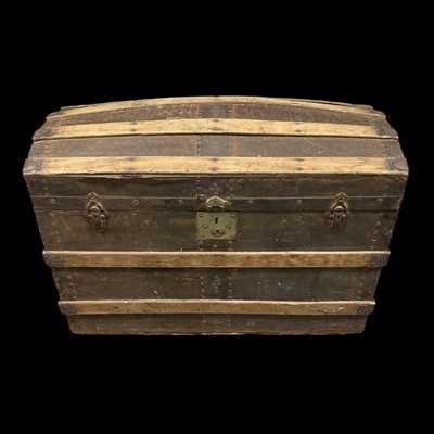 Lot 122 - A dome-topped travel trunk, 92cm wide, 65cm...