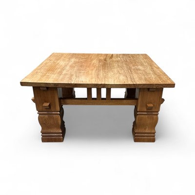 Lot 124 - A chunky hardwood coffee table, 89x90cm.