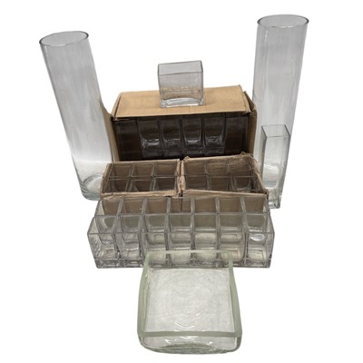 Lot 134 - A Selection of clear glass cube vases, 10cm...