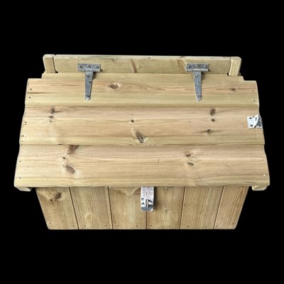 Lot 141 - A wooden wall-mounted parcel delivery box,...