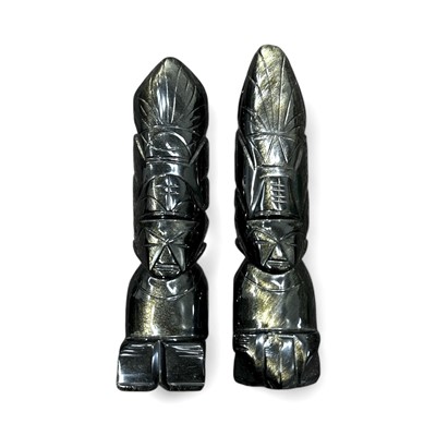 Lot 148 - Two obsidian Aztec/Mayan carvings, the largest...