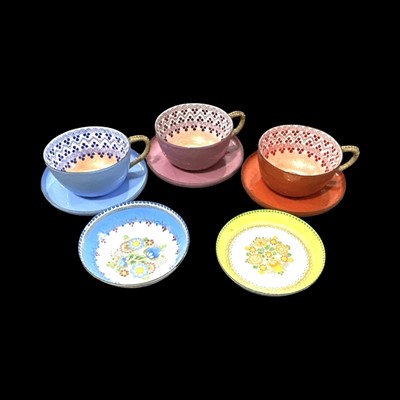 Lot 152 - Austrian enamel on copper cups, saucers and...