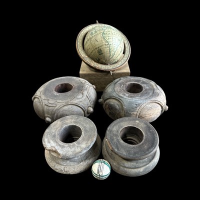 Lot 172 - A vintage globe, two heavy carved stands/feet,...