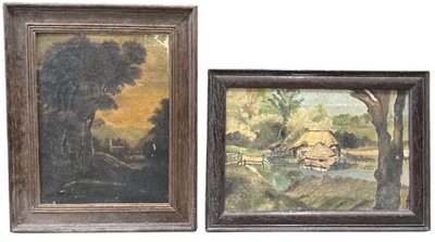 Lot 173 - Two unsigned antique paintings, both oil on...