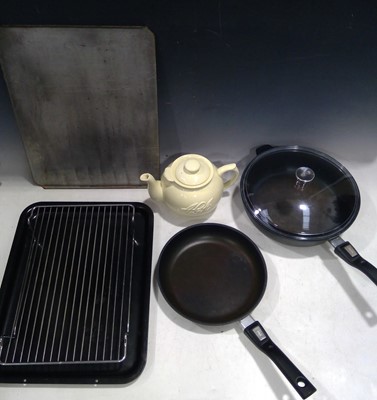 Lot 9 - Aga Pans, an Aga Teapot, Trays, Sophie Allport...