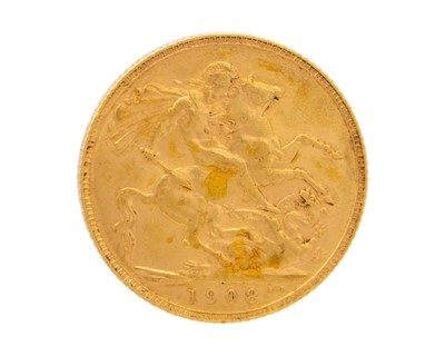 Lot 168 - An Edward VII 1908 full sovereign gold coin.