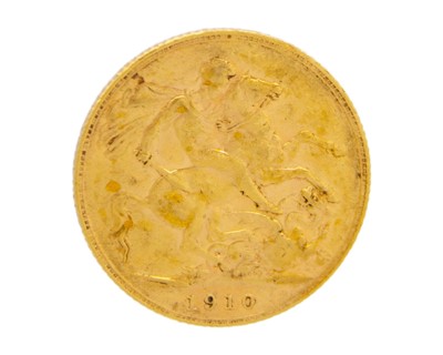Lot 175 - An Edward VII 1910 full sovereign gold coin.