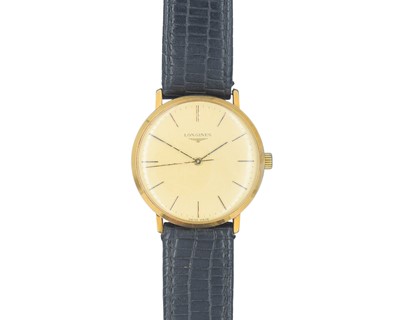 Lot 1030 - LONGINES - A gold-plated gentleman's manual wind dress wristwatch.