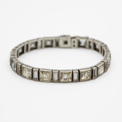 Lot 5 - An Art Deco-style silver and rhinestone line bracelet.