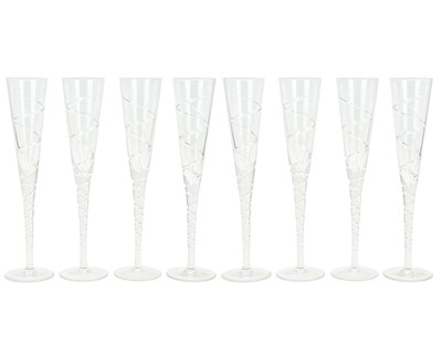 Lot 290 - A set of eight Jasper Conran for Stuart Crystal 'Aura' pattern champagne flutes.