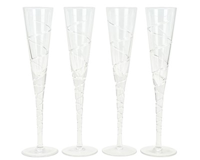 Lot 290 - A set of eight Jasper Conran for Stuart Crystal 'Aura' pattern champagne flutes.