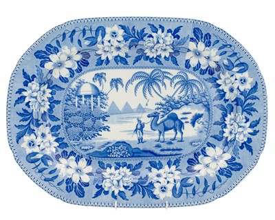 Lot 337 - Blue and white. A John & Richard Riley 'Camel' pattern meat plate.
