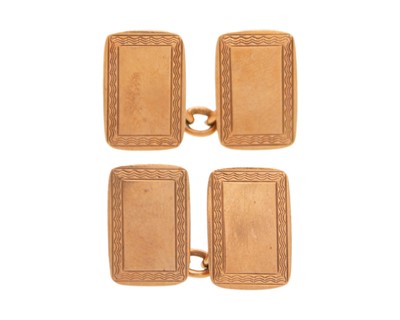 Lot 182 - A pair of 9k rose gold cufflinks.