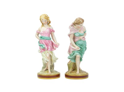 Lot 309 - A pair of Worcester Kerr & Binns porcelain figures.