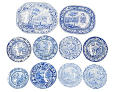 Lot 273 - Blue and white. A Chetham & Robinson 'Parkland Scenery' pattern meat platter.