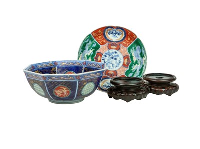 Lot 370 - A Japanese Imari porcelain octagonal bowl, 19th century.