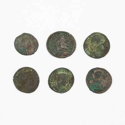 Lot 196 - IMPERIAL ROMAN BRONZE - A collection of six CONSTANTINE I & II Roman bronze centenionalis coins.