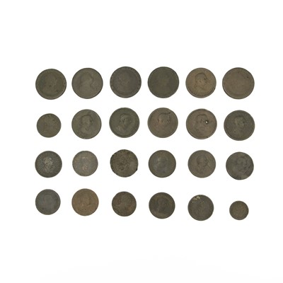 Lot 185 - GB - A collection of George III worn copper coinage.