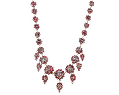 Lot 124 - A good Bohemian garnet set fringe necklace.