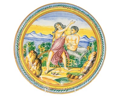 Lot 318 - A hand painted earthenware plate.