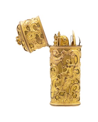 Lot 229 - A late 18th-century bronze ormolu etui and associated chatelaine.