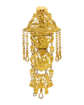 Lot 229 - A late 18th-century bronze ormolu etui and associated chatelaine.