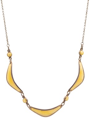 Lot 51 - ALBERT SCHARNING- A Norwegian silver and guilloche enamel necklace.