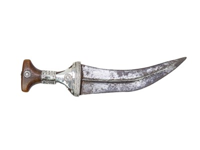 Lot 133 - A white metal Jambiya dagger with battle of Talnier 1818 provenance.