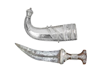 Lot 133 - A white metal Jambiya dagger with battle of Talnier 1818 provenance.