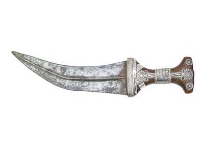 Lot 133 - A white metal Jambiya dagger with battle of Talnier 1818 provenance.