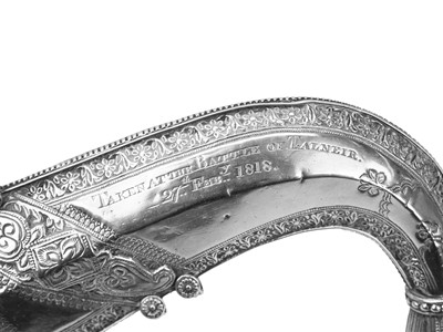 Lot 133 - A white metal Jambiya dagger with battle of Talnier 1818 provenance.