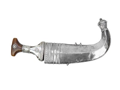 Lot 133 - A white metal Jambiya dagger with battle of Talnier 1818 provenance.