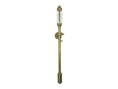 Lot 104 - A Portuguese brass marine mercury barometer.