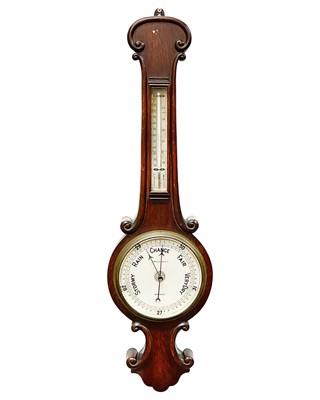 Lot 106 - An oak cased aneroid barometer/thermometer.