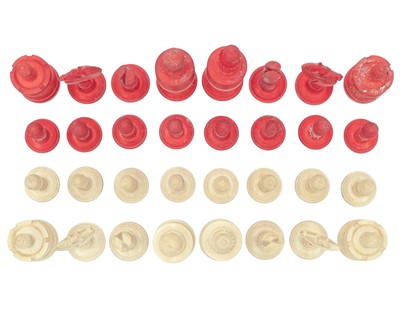 Lot 43 - A late 19th century turned bone chess set.