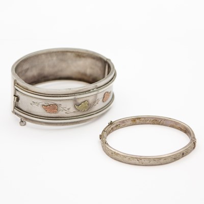 Lot 35 - Georg Jensen silver christening bangle, and another silver bracelet.