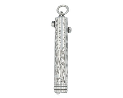 Lot 1110 - A small sterling silver combination propelling pencil and tooth pick fob by William Vale & Sons.