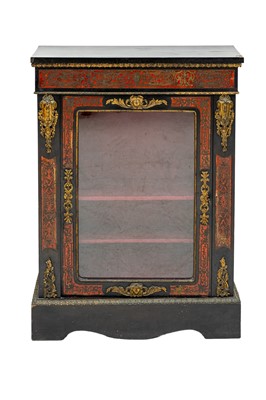 Lot 954 - A French brass inlaid Boulle style side cabinet.