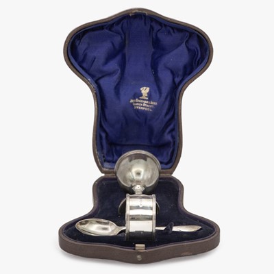 Lot 229 - A cased George V silver three piece Christening set by Atkin Brothers.