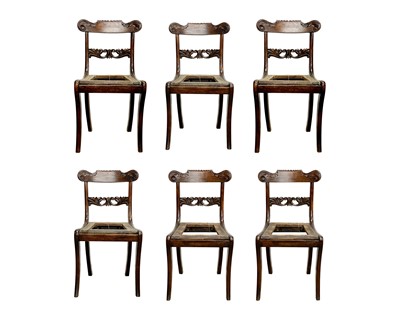 Lot 984 - A set of six Regency simulated rosewood dining chairs.