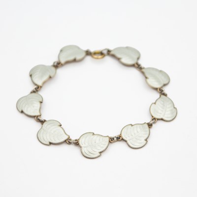 Lot 50 - SCANDINAVIAN silver and white guilloche enamel bracelet.