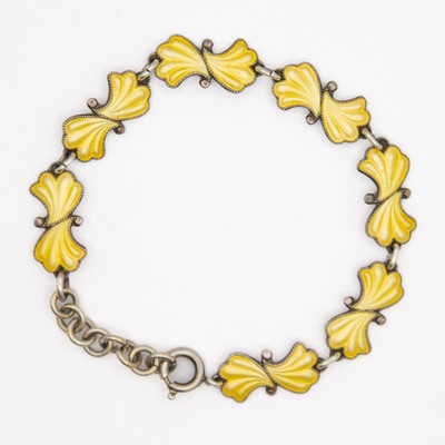 Lot 47 - SCANDINAVIAN silver and yellow guilloche enamel bracelet.