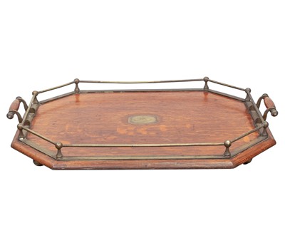 Lot 83 - A late Victorian substantial oak galleried butler's serving tray.