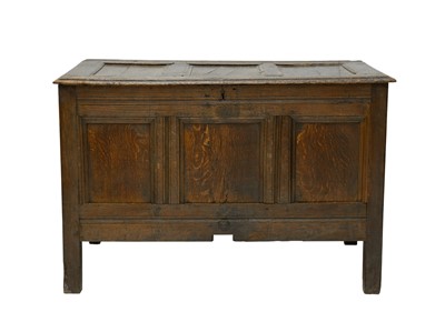 Lot 715 - An oak panel coffer.