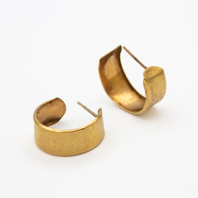 Lot 36 - A pair of 9k gold wide hoop earrings.